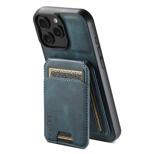 For iPhone 16 Pro Suteni H02 Leather Wallet Stand Back Phone Case(Blue) - iPhone 16 Pro Cases by Suteni | Online Shopping UK | buy2fix