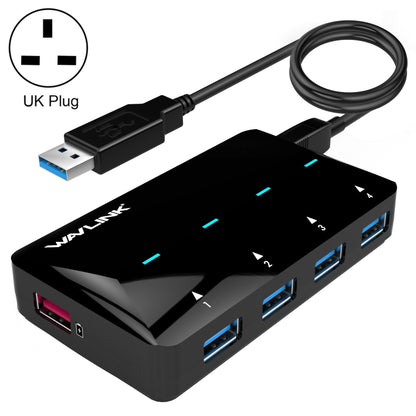 WAVLINK WL-UH3042P1 2.4A Fast Charging Adapter for Keyboard Mouse 4-Port USB3.0 HUB(UK Plug) - USB 3.0 HUB by WAVLINK | Online Shopping UK | buy2fix