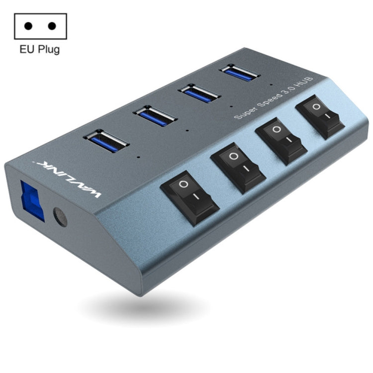 WAVLINK WL-UH3049 USB 3.0 4-Ports Desktop Fast Charger Station with Independent Switch(EU Plug) - USB 3.0 HUB by WAVLINK | Online Shopping UK | buy2fix