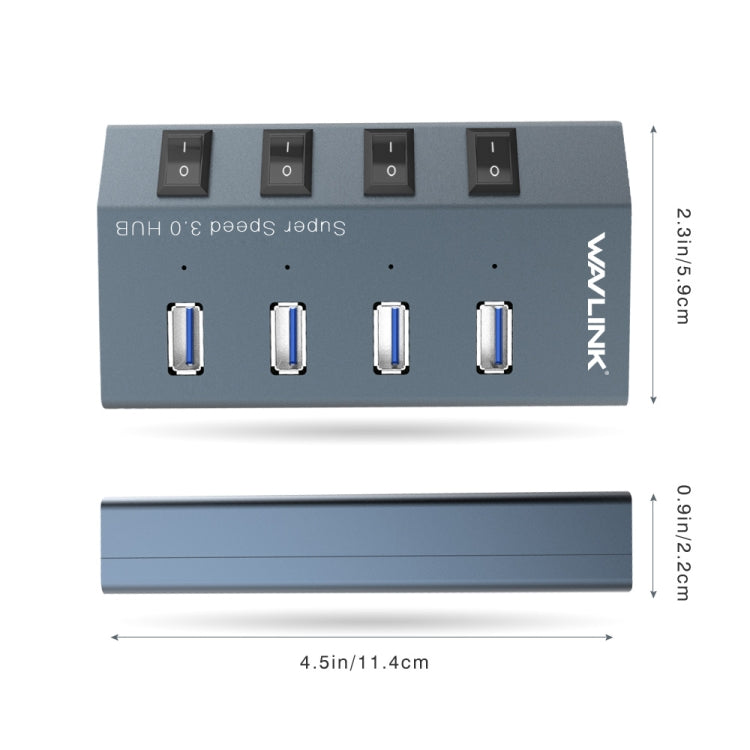 WAVLINK WL-UH3049 USB 3.0 4-Ports Desktop Fast Charger Station with Independent Switch(EU Plug) - USB 3.0 HUB by WAVLINK | Online Shopping UK | buy2fix