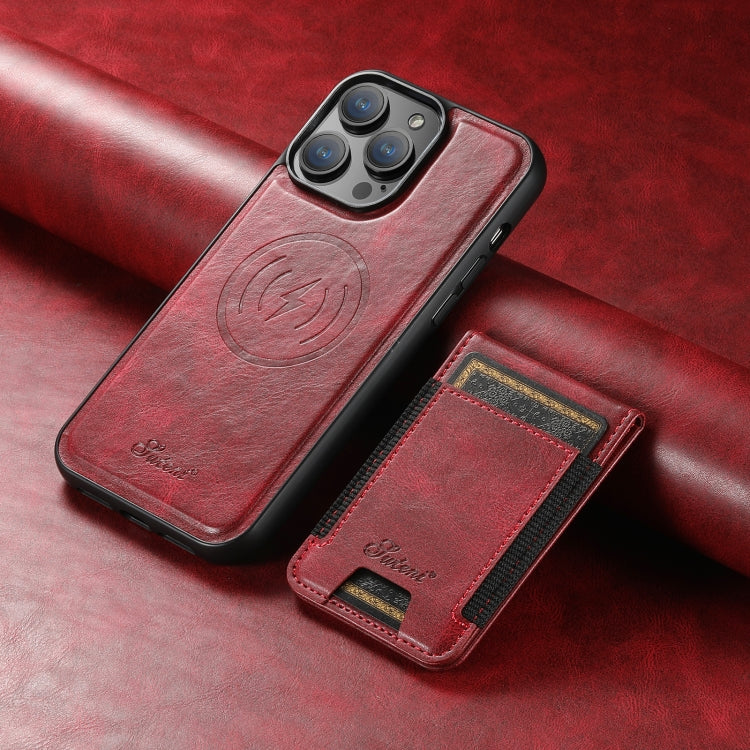 For iPhone 12 Pro Max Suteni H17 Oil Eax Leather MagSafe Detachable Wallet Phone Case(Red) - iPhone 12 Pro Max Cases by Suteni | Online Shopping UK | buy2fix