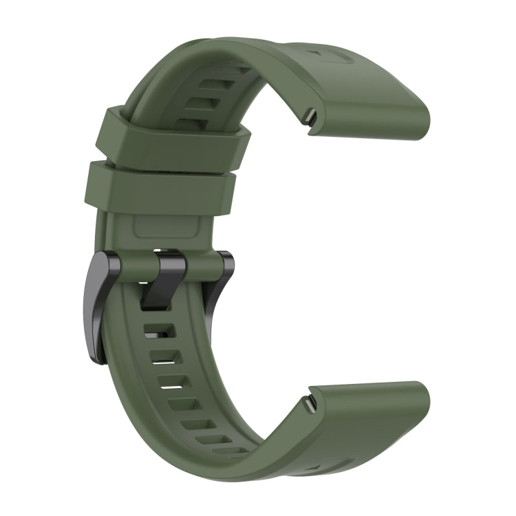 For Garmin Fenix 7 Pro Solid Color Black Buckle Silicone Quick Release Watch Band(Dark Green) - Watch Bands by buy2fix | Online Shopping UK | buy2fix