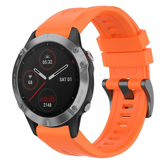 For Garmin Fenix 6 GPS Solid Color Black Buckle Silicone Quick Release Watch Band(Orange) - Watch Bands by buy2fix | Online Shopping UK | buy2fix