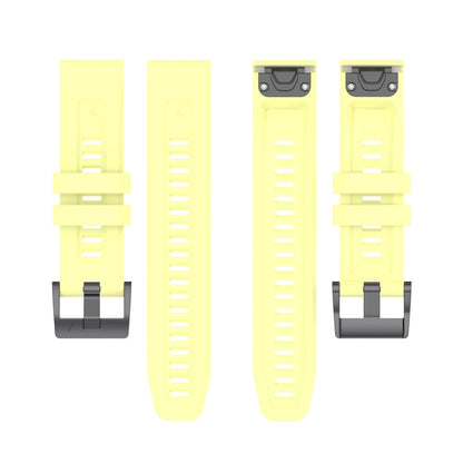 For Garmin Fenix 5 / Fenix 5 Plus Solid Color Black Buckle Silicone Quick Release Watch Band(Yellow) - Watch Bands by buy2fix | Online Shopping UK | buy2fix