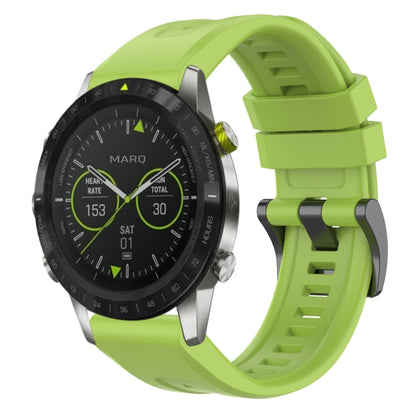 For Garmin MARQ Solid Color Black Buckle Silicone Quick Release Watch Band(Lime green) - Watch Bands by buy2fix | Online Shopping UK | buy2fix