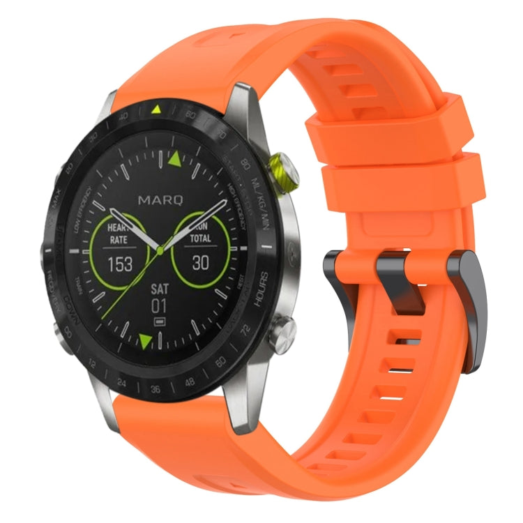 For Garmin MARQ Solid Color Black Buckle Silicone Quick Release Watch Band(Orange) - Watch Bands by buy2fix | Online Shopping UK | buy2fix