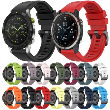 For Garmin Fenix 7 Pro Solid Color Black Buckle Silicone Quick Release Watch Band(Red) - Watch Bands by buy2fix | Online Shopping UK | buy2fix