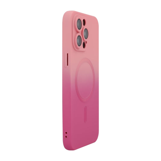 For iPhone 14 Pro ENKAY Hat-Prince MagSafe Rainbow Gradient Silicone Phone Case with Lens Film(Pink Rose) - iPhone 14 Pro Cases by ENKAY | Online Shopping UK | buy2fix