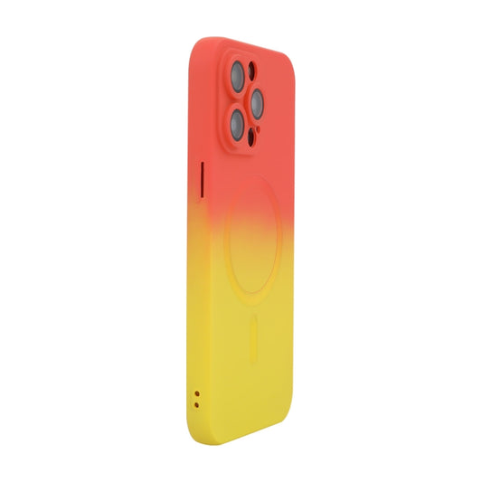 For iPhone 15 Pro Max ENKAY Hat-Prince MagSafe Rainbow Gradient Silicone Phone Case with Lens Film(Orange Yellow) - iPhone 15 Pro Max Cases by ENKAY | Online Shopping UK | buy2fix