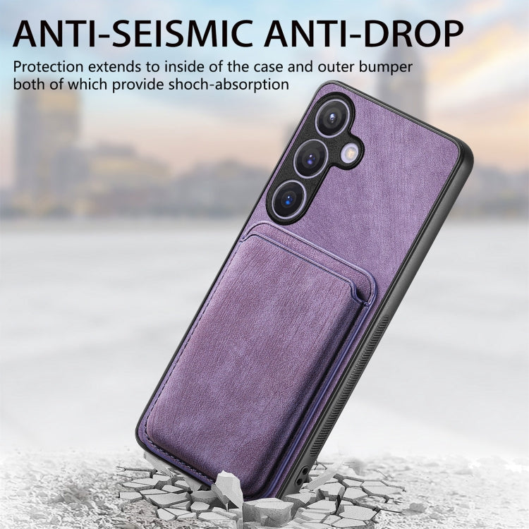 For Samsung Galaxy S24 5G Retro Leather Card Bag Magnetic Phone Case(Purple) - Galaxy S24 5G Cases by buy2fix | Online Shopping UK | buy2fix