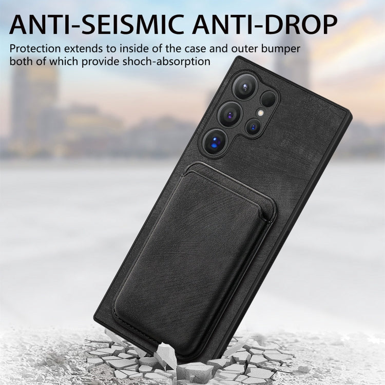 For Samsung Galaxy S25 Ultra 5G Retro Leather Card Bag Magnetic Phone Case(Black) - Galaxy S25 Ultra 5G Cases by buy2fix | Online Shopping UK | buy2fix