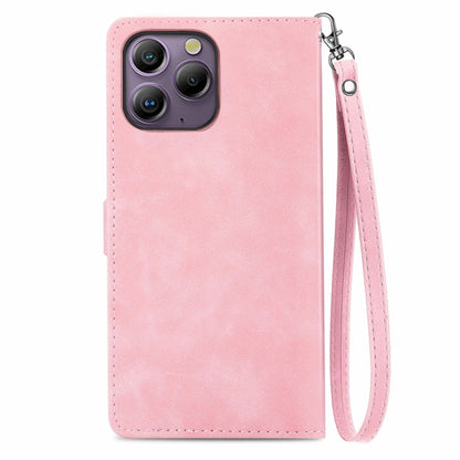 For Blackview A96 Embossed Flower Zipper Leather Phone Case(Pink) - More Brand by buy2fix | Online Shopping UK | buy2fix