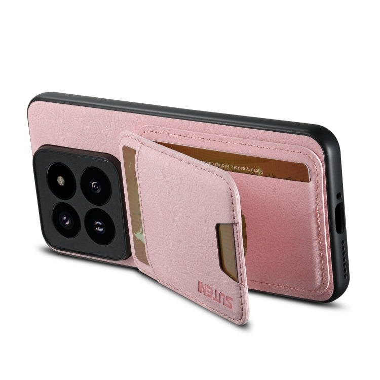 For Xiaomi 13 Suteni H02 Litchi Leather Card Wallet Stand Back Phone Case(Pink) - 13 Cases by Suteni | Online Shopping UK | buy2fix
