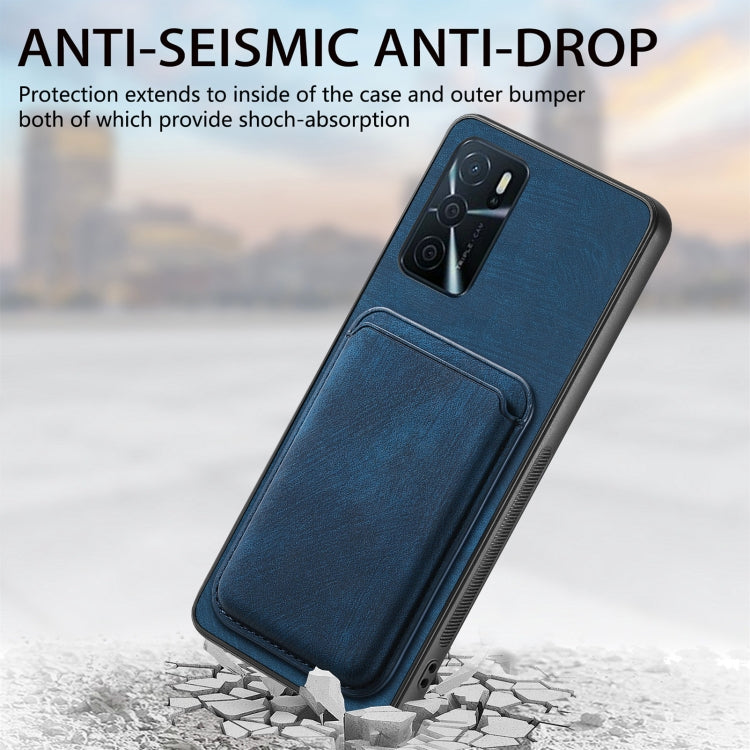 For OPPO Reno10 Pro Global Retro Leather Card Bag Magnetic Phone Case(Blue) - OPPO Cases by buy2fix | Online Shopping UK | buy2fix