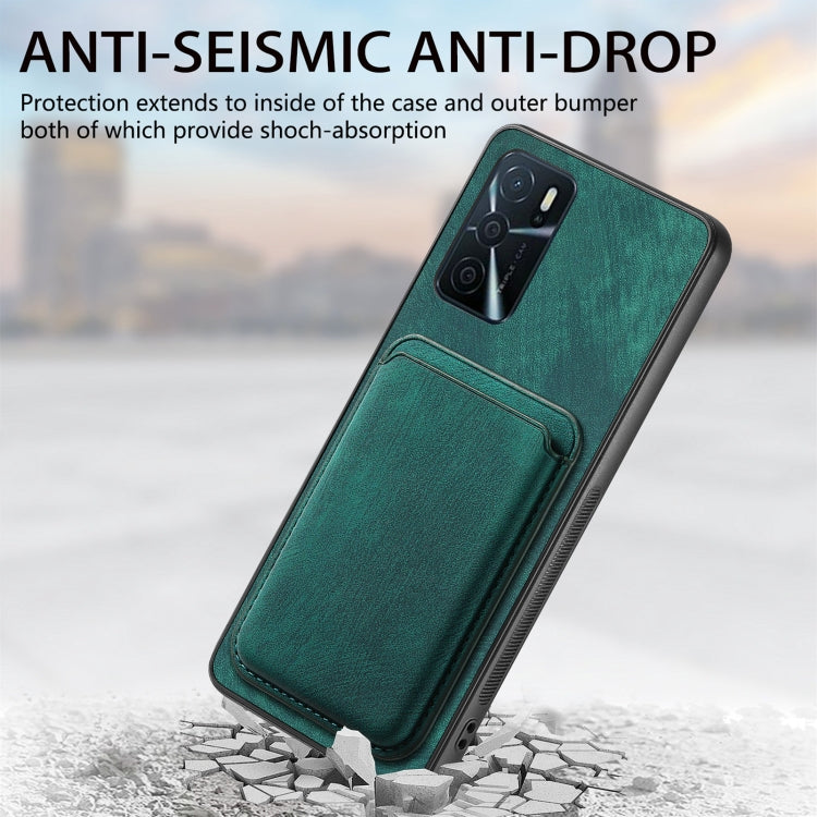 For OPPO Reno8 T 5G Retro Leather Card Bag Magnetic Phone Case(Green) - OPPO Cases by buy2fix | Online Shopping UK | buy2fix