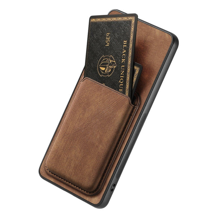 For OPPO Reno8 Z Retro Leather Card Bag Magnetic Phone Case(Brown) - OPPO Cases by buy2fix | Online Shopping UK | buy2fix