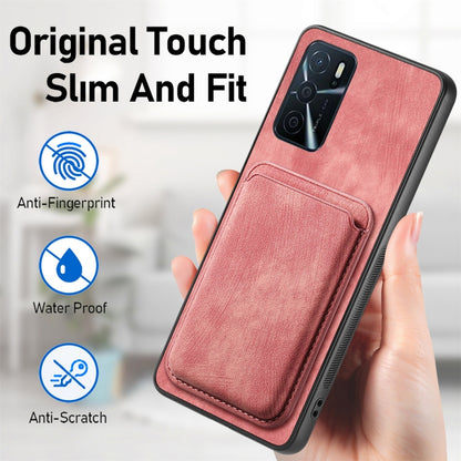 For OPPO Reno9 5G Retro Leather Card Bag Magnetic Phone Case(Pink) - OPPO Cases by buy2fix | Online Shopping UK | buy2fix