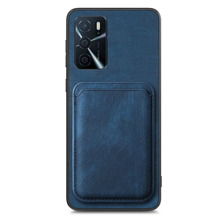 For OPPO Reno8 Pro 5G Retro Leather Card Bag Magnetic Phone Case(Blue) - OPPO Cases by buy2fix | Online Shopping UK | buy2fix