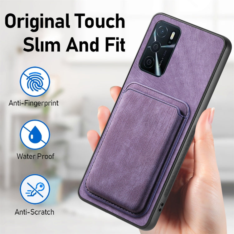 For OPPO Reno8 5G Retro Leather Card Bag Magnetic Phone Case(Purple) - OPPO Cases by buy2fix | Online Shopping UK | buy2fix