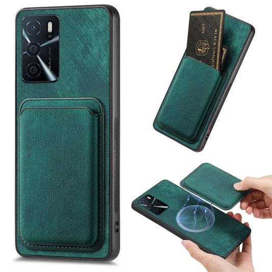 For OPPO A16 Retro Leather Card Bag Magnetic Phone Case(Green) - OPPO Cases by buy2fix | Online Shopping UK | buy2fix