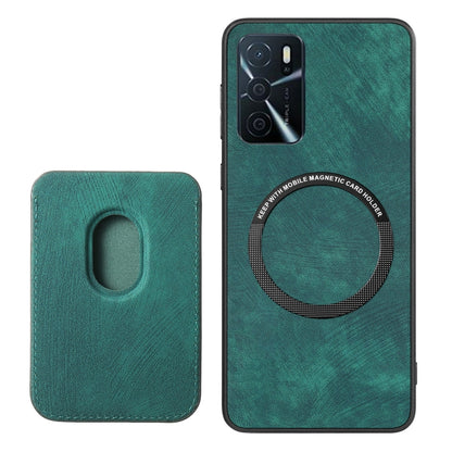 For OPPO A15 Retro Leather Card Bag Magnetic Phone Case(Green) - OPPO Cases by buy2fix | Online Shopping UK | buy2fix