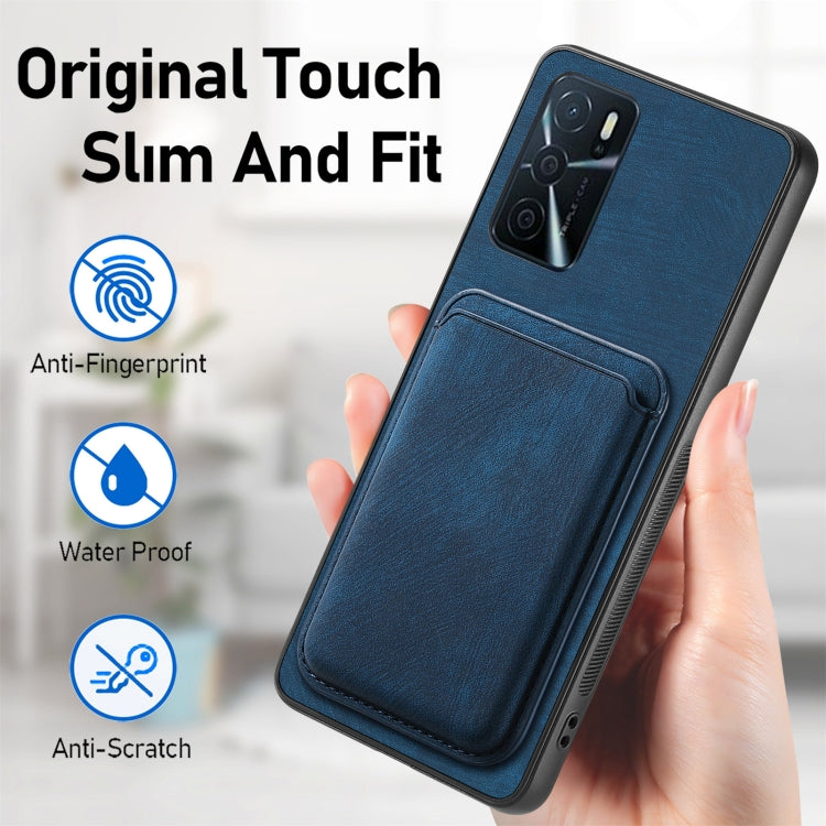 For OPPO A5 Retro Leather Card Bag Magnetic Phone Case(Blue) - OPPO Cases by buy2fix | Online Shopping UK | buy2fix