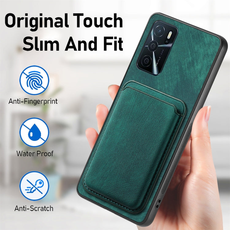 For OPPO Reno7 Z 5G/F21 Pro 5G Retro Leather Card Bag Magnetic Phone Case(Green) - OPPO Cases by buy2fix | Online Shopping UK | buy2fix