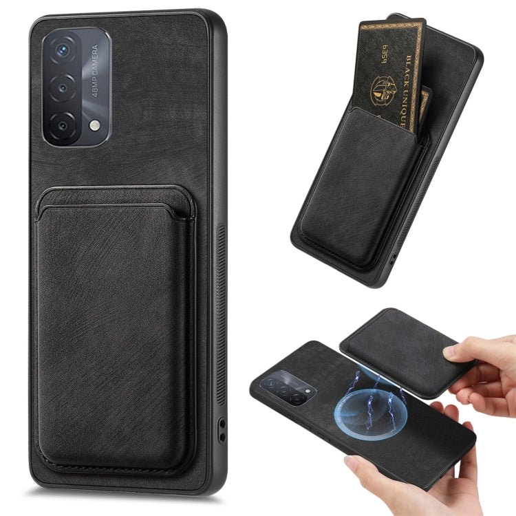 For OPPO A93 5G/A74 5G/A54 5G Retro Leather Card Bag Magnetic Phone Case(Black) - OPPO Cases by buy2fix | Online Shopping UK | buy2fix
