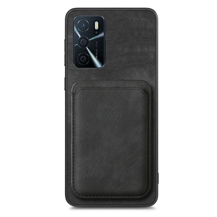 For OPPO A53 / A53S Retro Leather Card Bag Magnetic Phone Case(Black) - OPPO Cases by buy2fix | Online Shopping UK | buy2fix