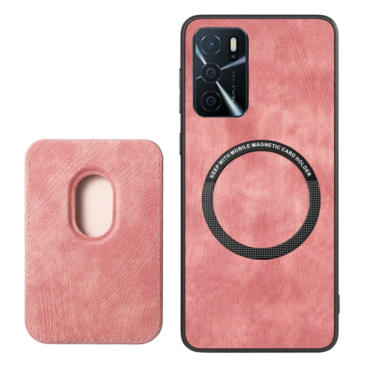 For OPPO A7/A12 Retro Leather Card Bag Magnetic Phone Case(Pink) - OPPO Cases by buy2fix | Online Shopping UK | buy2fix