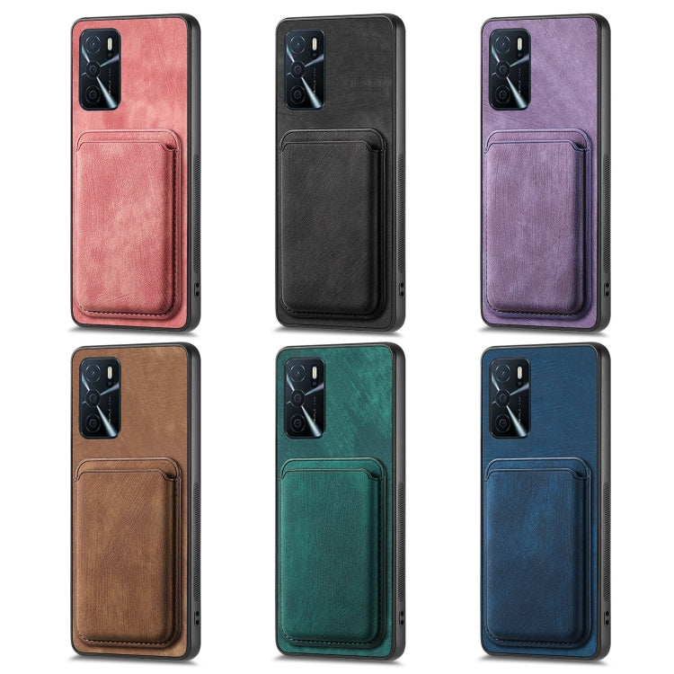 For OPPO Reno6 Pro+ Retro Leather Card Bag Magnetic Phone Case(Purple) - OPPO Cases by buy2fix | Online Shopping UK | buy2fix