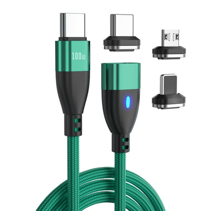 ENKAY 3 in 1 PD100W Type-C to Type-C / 8 Pin / Micro USB Magnetic Fast Charging Cable, Cable Length:1m(Green) - Charging Cable & Head by ENKAY | Online Shopping UK | buy2fix