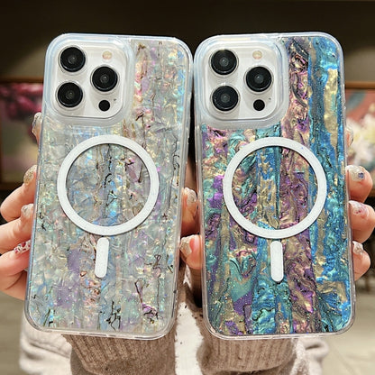 For iPhone 11 Shell Texture Multicolor MagSafe TPU Phone Case(Sky Blue) - iPhone 11 Cases by buy2fix | Online Shopping UK | buy2fix