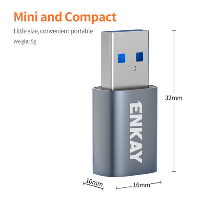 ENKAY ENK-AT118 Aluminium Alloy Male USB 3.1 to Female Type-C Data Adapter Converter Support Fast Charging - Type-C Adapter by ENKAY | Online Shopping UK | buy2fix