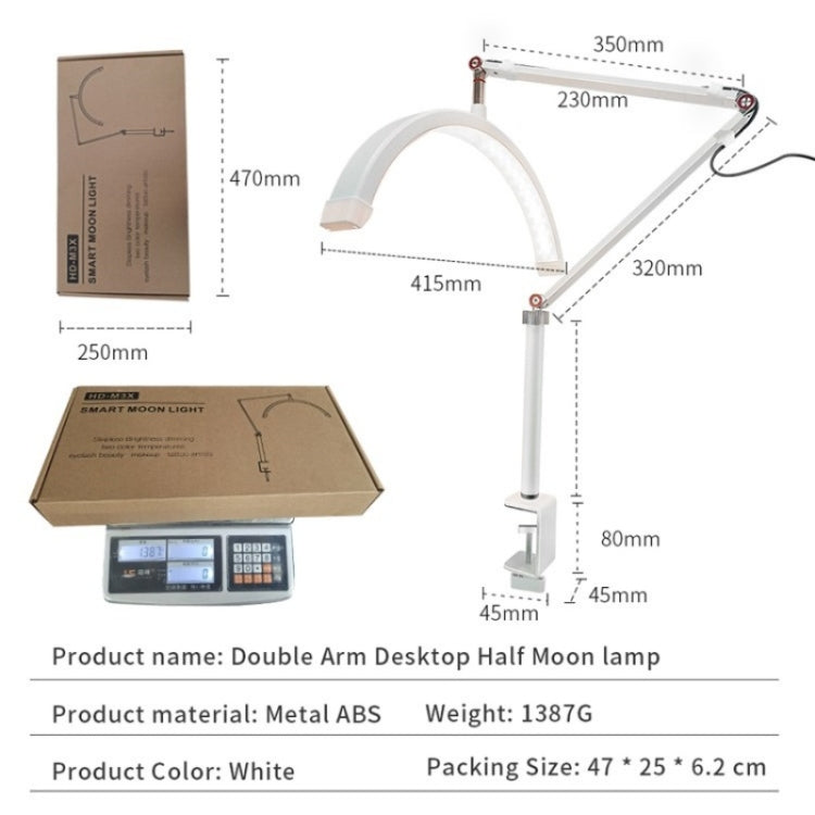 HD-M3X For Eyelash Extensions / Tattoo / Nail Art Lighting Lamp 16 inch Clip-on Half Moon Desk Lamp(AU Plug) - Selfie Light by buy2fix | Online Shopping UK | buy2fix