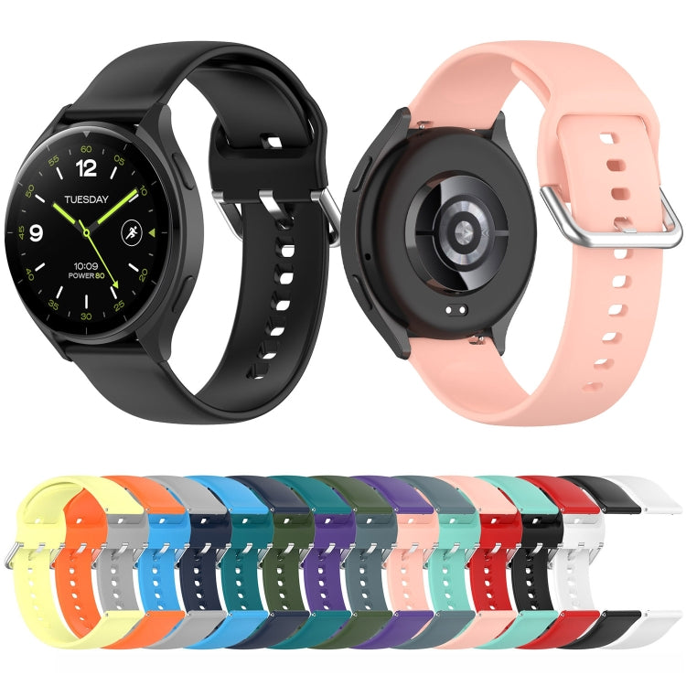 For Xiaomi Watch 2 Solid Color Metal Silver Buckle Silicone Watch Band, Size: L(Black) - Watch Bands by buy2fix | Online Shopping UK | buy2fix