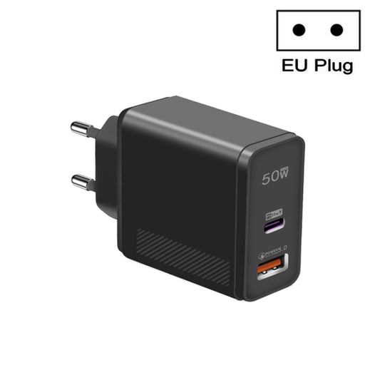 QC5.0 USB / PD25W Type-C Super Fast Charging Full Protocol Phone Charger, EU Plug(Black) - USB Charger by buy2fix | Online Shopping UK | buy2fix