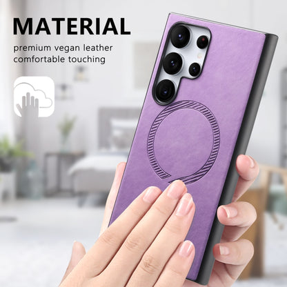 For Samsung Galaxy S25+ 5G Solid Color Retro Magsafe PU Back Cover Phone Case(Purple) - Galaxy S25+ 5G Cases by buy2fix | Online Shopping UK | buy2fix