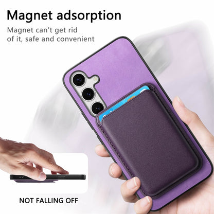 For Samsung Galaxy S25 5G Retro Magsafe Card Bag PU Back Cover Phone Case(Purple) - Galaxy S25 5G Cases by buy2fix | Online Shopping UK | buy2fix