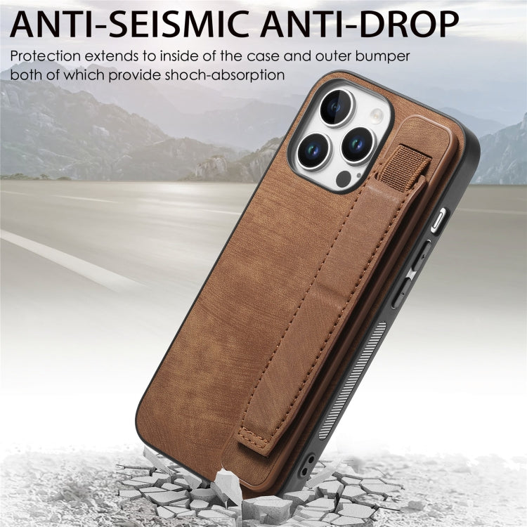 For iPhone 16 Pro Max Retro Wristband Holder Leather Back Phone Case(Brown) - iPhone 16 Pro Max Cases by buy2fix | Online Shopping UK | buy2fix