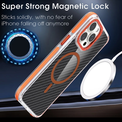 For iPhone 13 Magsafe Dual-Color Carbon Fiber Phone Case(Orange) - iPhone 13 Cases by buy2fix | Online Shopping UK | buy2fix