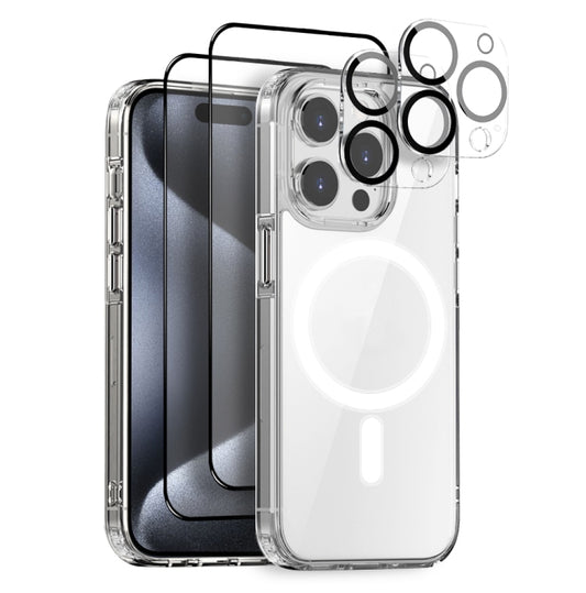 For iPhone 15 Pro Max NORTHJO 5 in 1 Magsafe Clear Phone Case with 2pcs Screen Film + 2pcs Rear Lens Film - iPhone 15 Pro Max Cases by NORTHJO | Online Shopping UK | buy2fix
