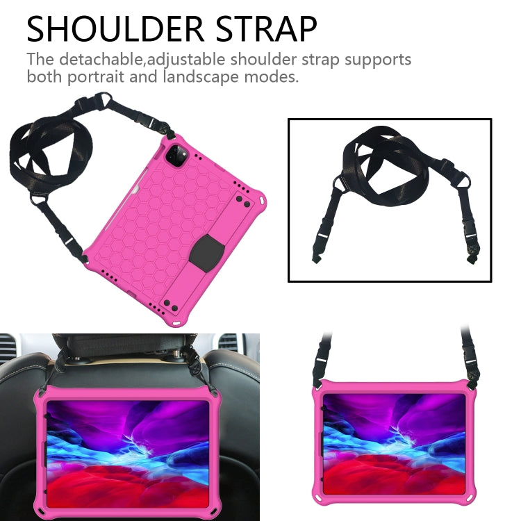 For iPad Air 11 2024 Honeycomb EVA Hybrid PC Tablet Case with Strap(RoseRed+Black) - iPad Air 11 2024 Cases by buy2fix | Online Shopping UK | buy2fix