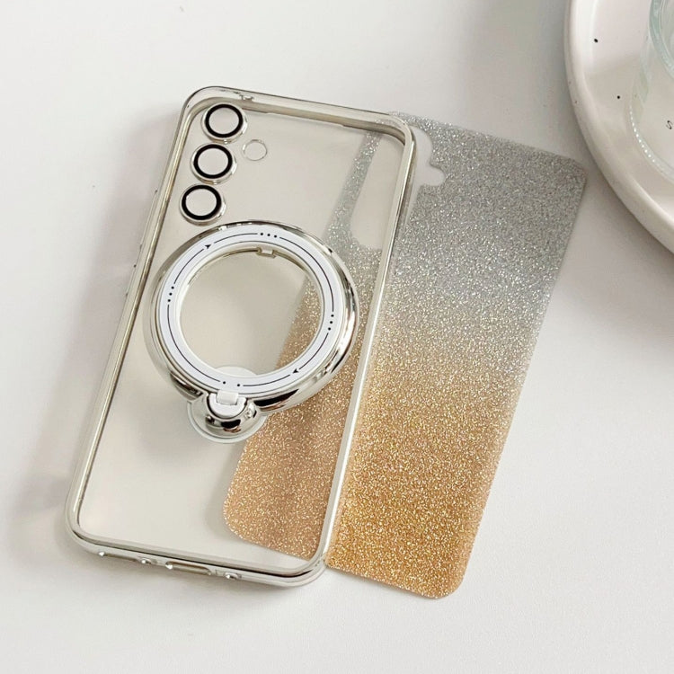 For Samsung Galaxy S22 5G Rotation MagSafe Holder Gradient Glitter TPU Phone Case(Gold) - Galaxy S22 5G Cases by buy2fix | Online Shopping UK | buy2fix