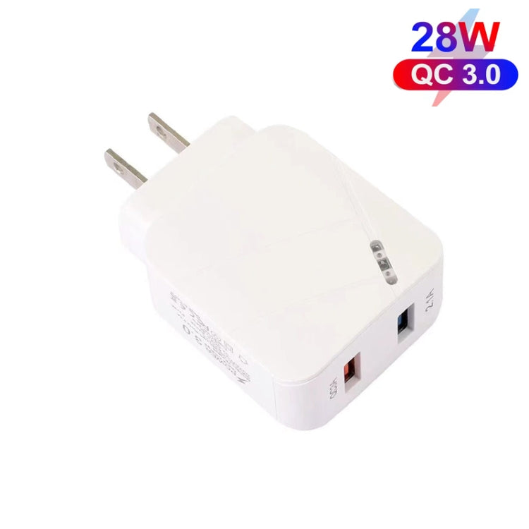 TE-Q820 28W Dual USB QC3.0 18W Mobile Phone Charger, US Plug(White) - USB Charger by buy2fix | Online Shopping UK | buy2fix