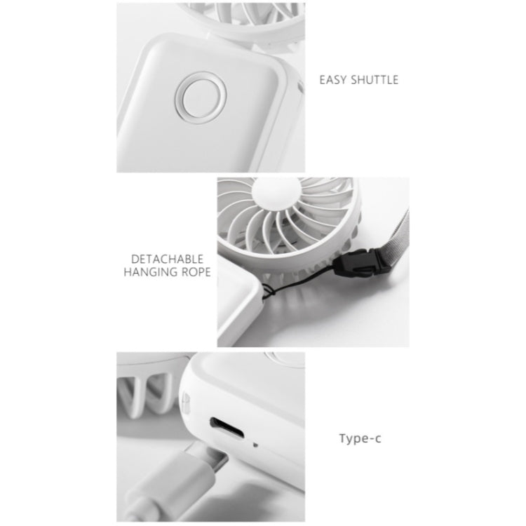 F458 With Neck Rope Summer 3 Speeds Adjustable Foldable Mini Handheld Fan(White) - Electric Fans by buy2fix | Online Shopping UK | buy2fix