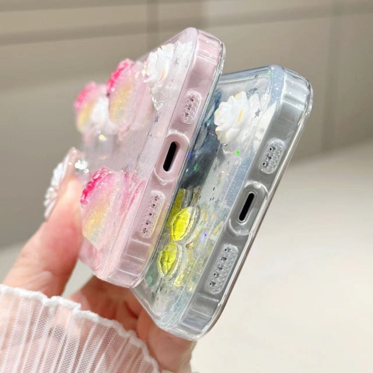 For iPhone 16 Pro Max 3D Flower Glitter Epoxy TPU Phone Case(Colorful Flowers) - iPhone 16 Pro Max Cases by buy2fix | Online Shopping UK | buy2fix