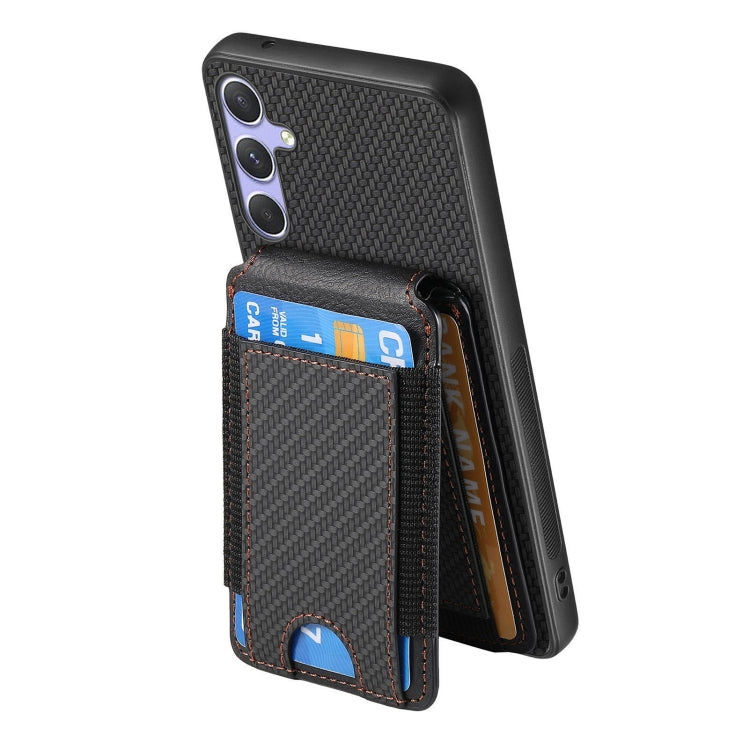 For Samsung Galaxy S25+ 5G Carbon Fiber Vertical Flip Wallet Stand Phone Case(Black) - Galaxy S25+ 5G Cases by buy2fix | Online Shopping UK | buy2fix