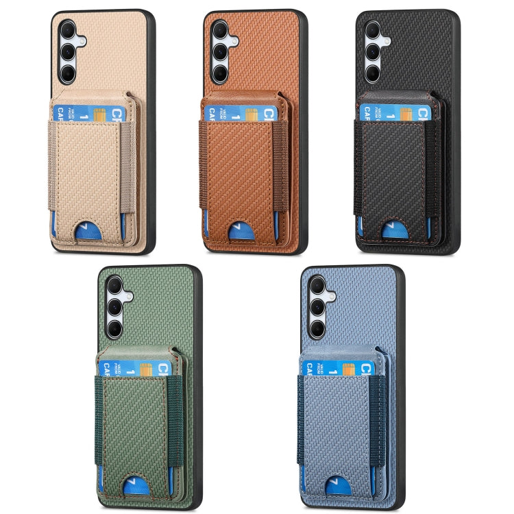 For Samsung Galaxy S25+ 5G Carbon Fiber Vertical Flip Wallet Stand Phone Case(Brown) - Galaxy S25+ 5G Cases by buy2fix | Online Shopping UK | buy2fix