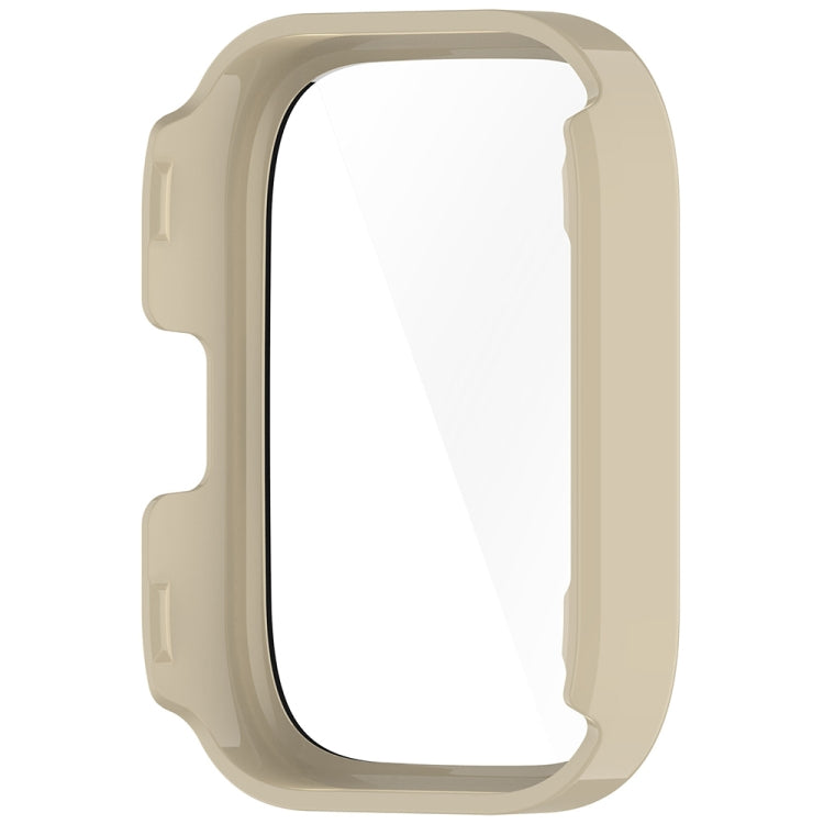 For Amazfit bip5 Unity PC + Tempered Glass Film Integrated Watch Protective Case(Ivory White) - Watch Cases by buy2fix | Online Shopping UK | buy2fix